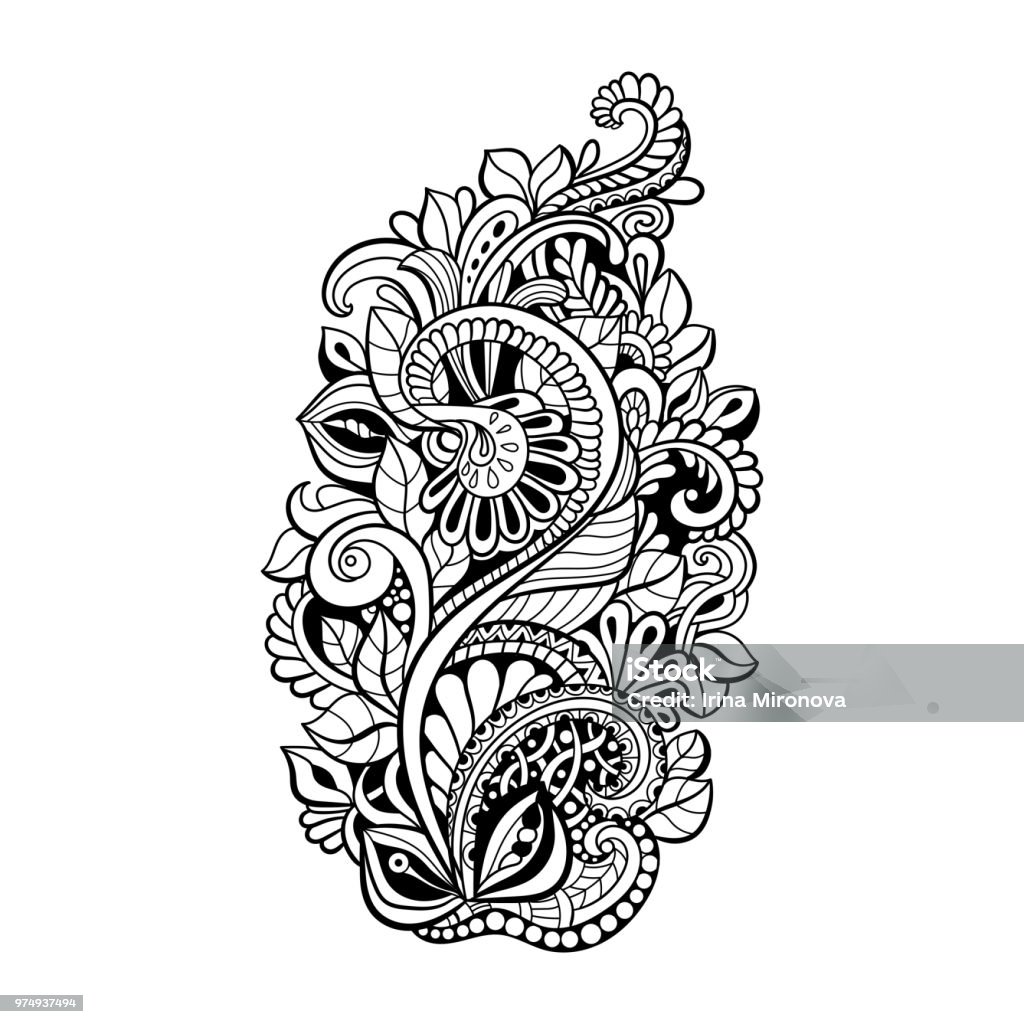 Decorative art flowers Decorative art flowers. doodle floral pattern. Hand-drawn design element. Abstract stock vector