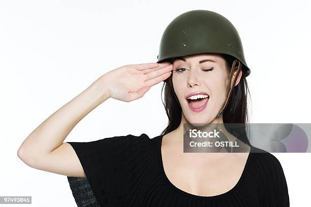 Soldado De Rapariga - Fotografias de stock e mais imagens de Fundo Branco - Fundo Branco, Mulheres, Profissão Militar