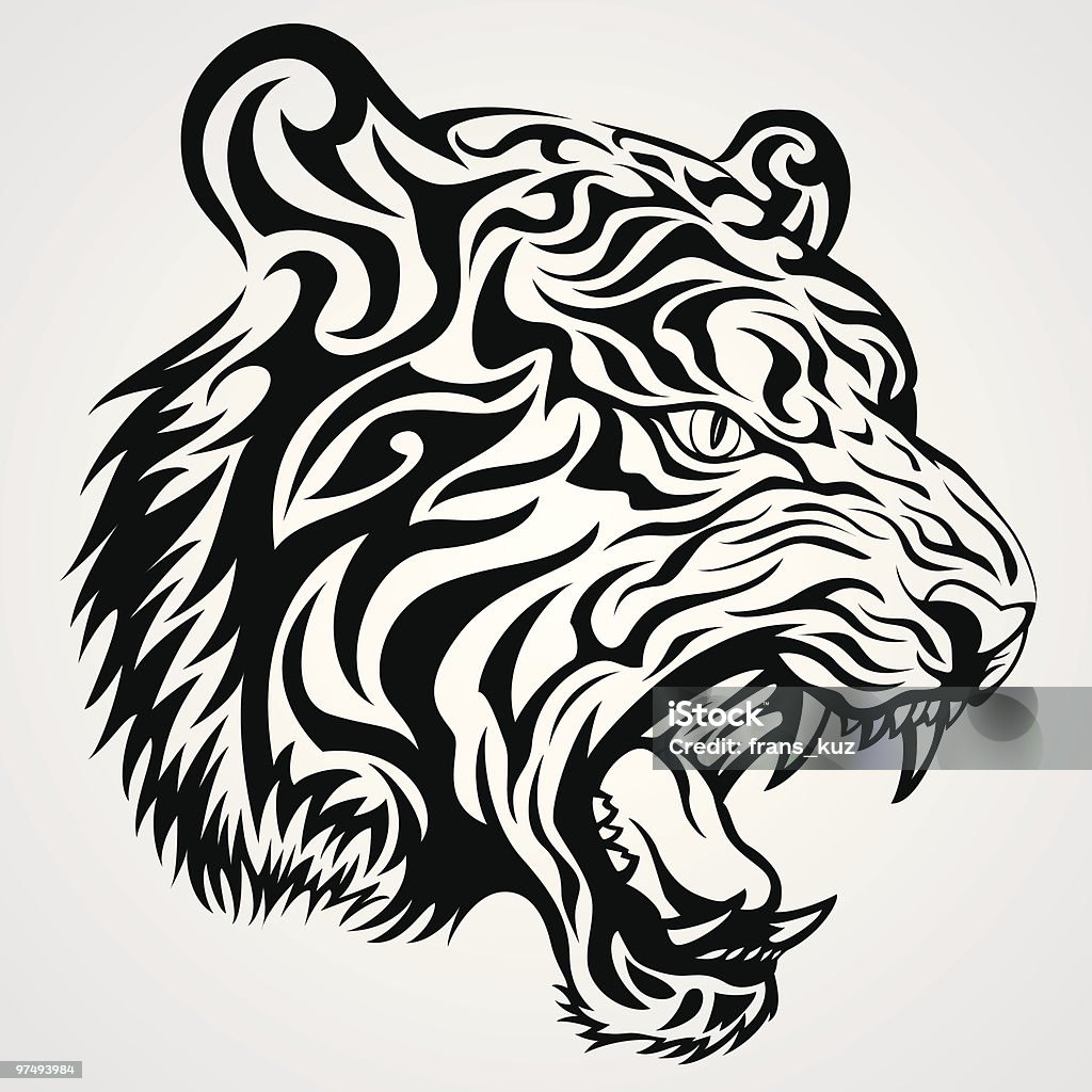Tiger Face Tattoo  Animal stock vector