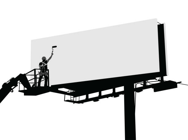 čištění billboardů - bilboardy stock ilustrace