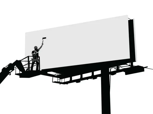 Vector illustration of Cleaning The Billboards