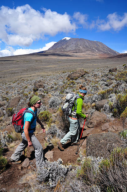 Hiking Kilimanjaro stock photo