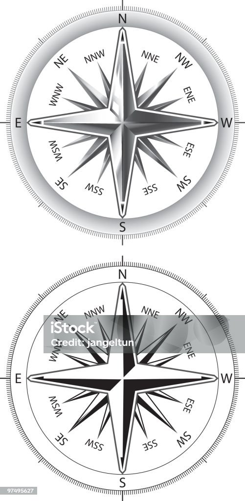 Compass Rose Stock Illustration - Download Image Now - Line Art ...