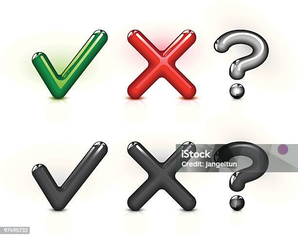 Check Cross And Question Mark Stock Illustration - Download Image Now - Yes - Single Word, Check Mark, Icon Symbol