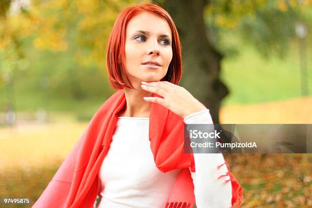 Relaxing In Autumn Park Stock Photo - Download Image Now - Adult, Autumn, Beautiful People