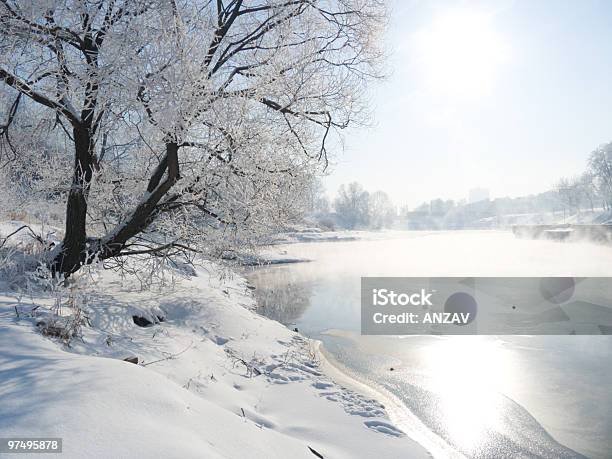 Winter Landscape With The River Stock Photo - Download Image Now - Beauty In Nature, Branch - Plant Part, Cold Temperature