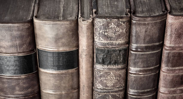 istock Row of old leather bound books 97497060