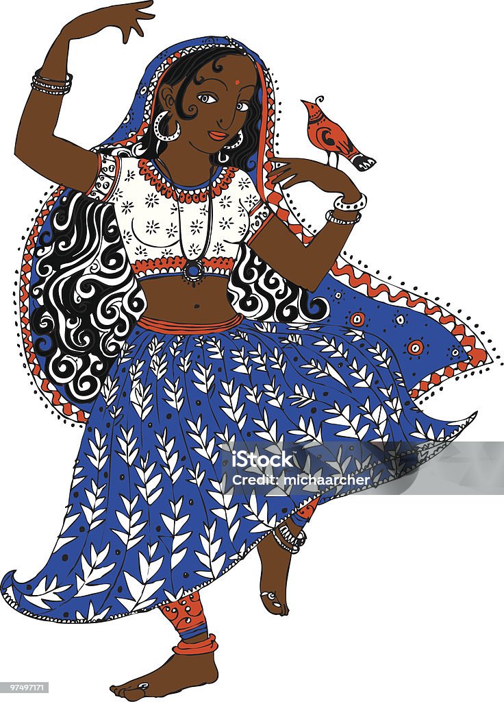 インドのダンサーに鳥 - 1人のロイヤリティフリーベクトルアート
