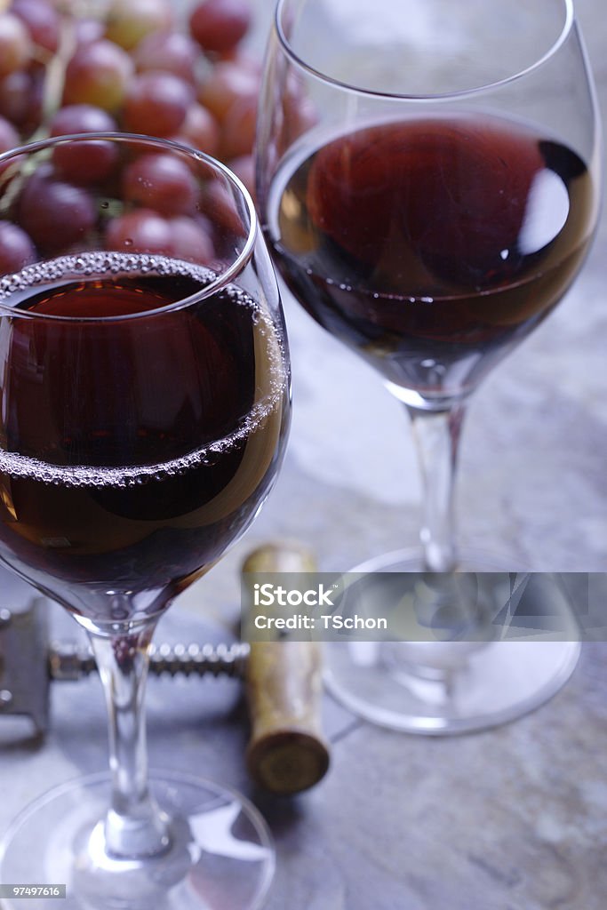 Two glasses of red wine  Alcohol - Drink Stock Photo
