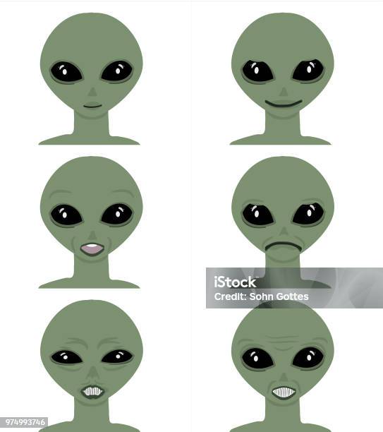 Vector Cartoon Face Expressions Emoticon Set Alien Man Face Against White  Background Stock Illustration - Download Image Now - iStock