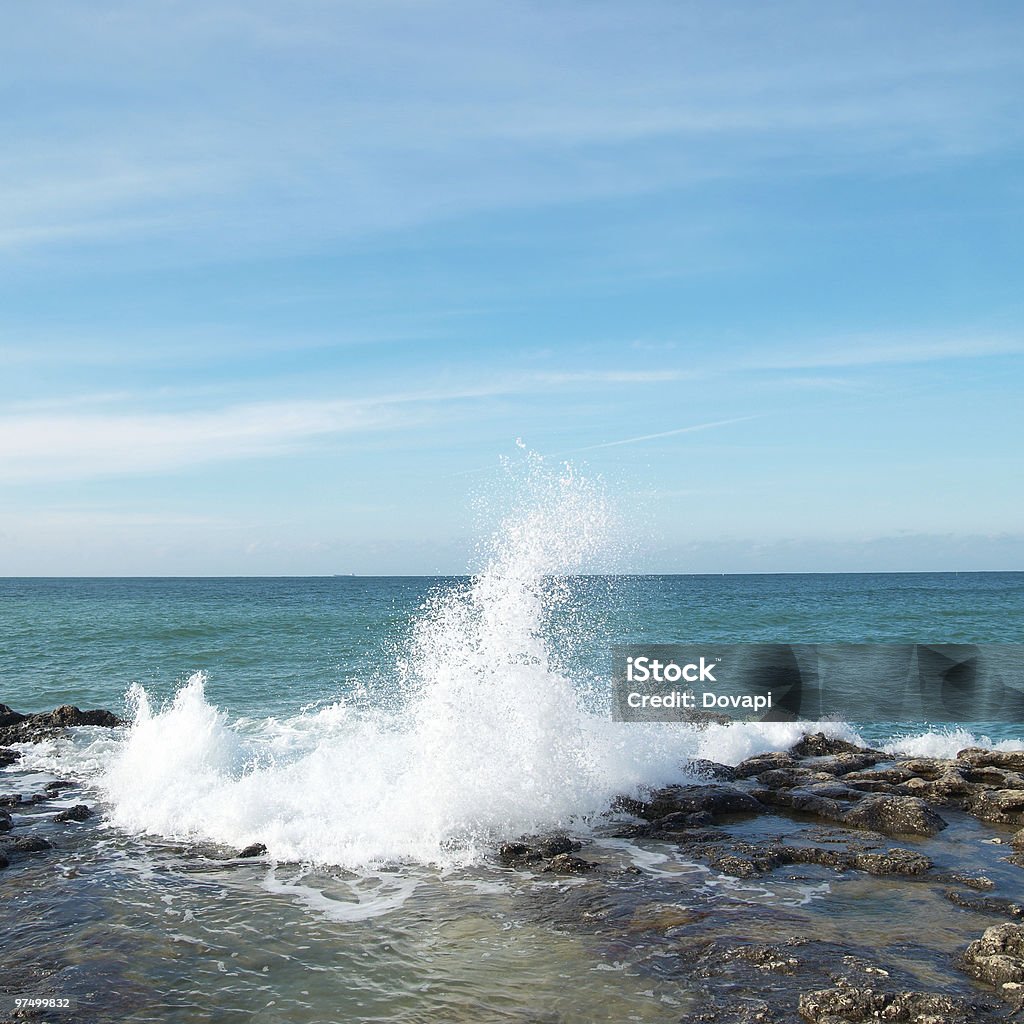 Big waves breaking on the shore  Beach Stock Photo