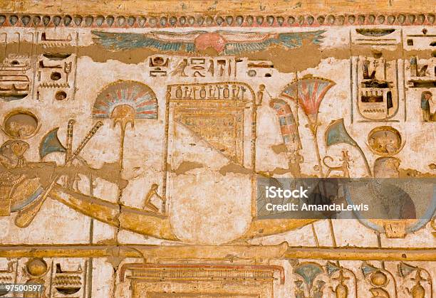 Ancient Egyptian Barque Image Stock Photo - Download Image Now - Ancient Egyptian Culture, Nautical Vessel, Painted Image