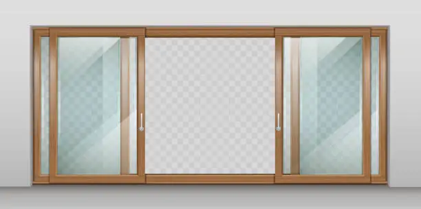 Vector illustration of Wooden sliding door