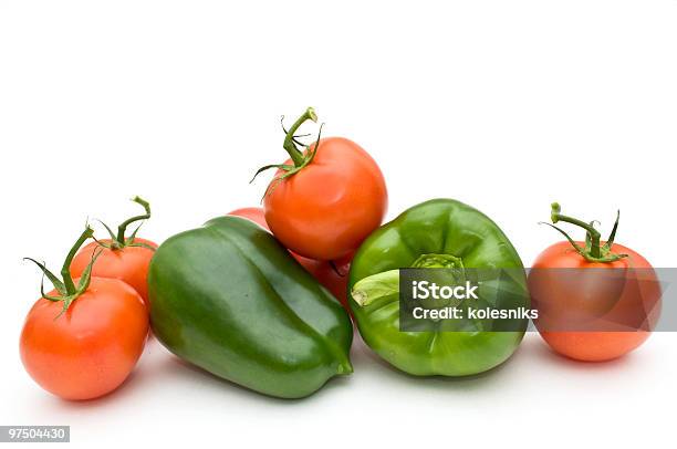 Tomatoes And Sweet Pepper Stock Photo - Download Image Now - Bell Pepper, Color Image, Crop - Plant