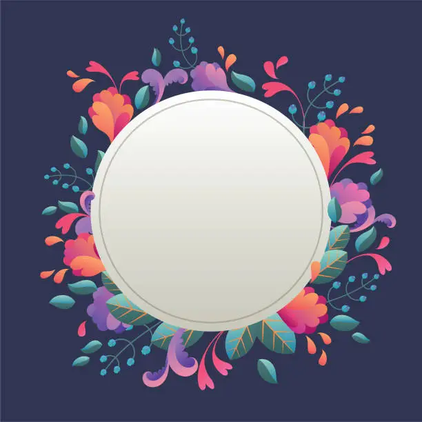 Vector illustration of colorful floral frame background