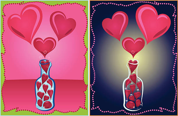 Amor en una botella - ilustración de arte vectorial