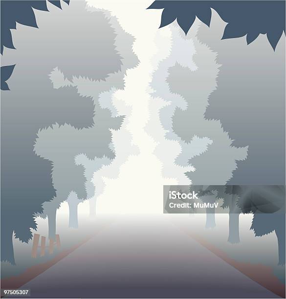 Туман Сельская Дорога — стоковая векторная графика и другие изображения на тему Невидимый - Невидимый, Асфальт, Без людей