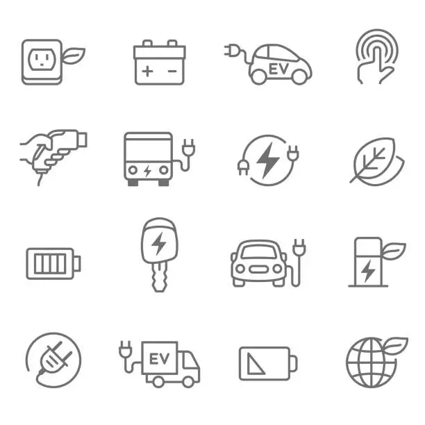 Vector illustration of Electric Car Icons - Illustration