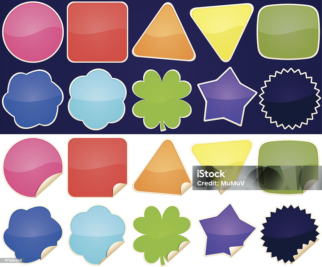 Various Shiny Stickers Stock Illustration - Download Image Now - Blank,  Blue, Circle - iStock