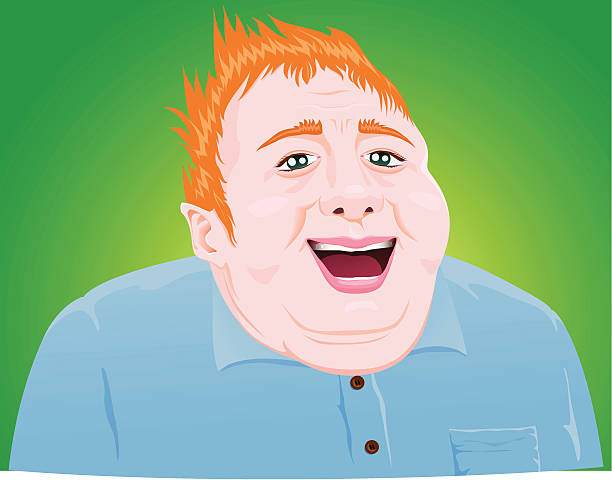 Grasa rubia sonriente Guy - ilustración de arte vectorial