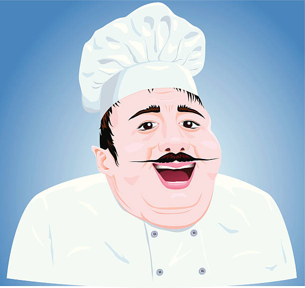 Grasa Chef sonriente - ilustración de arte vectorial