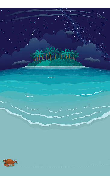 Nocturne tropischen Strand & Island – Vektorgrafik