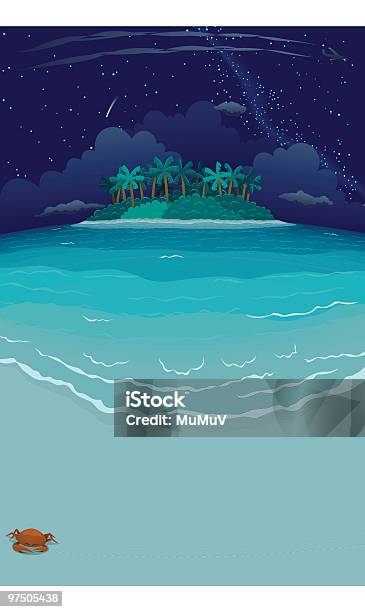 Ilustración de Nocturne Playa Tropical Isla y más Vectores Libres de Derechos de Agua - Agua, Clima tropical, Isla