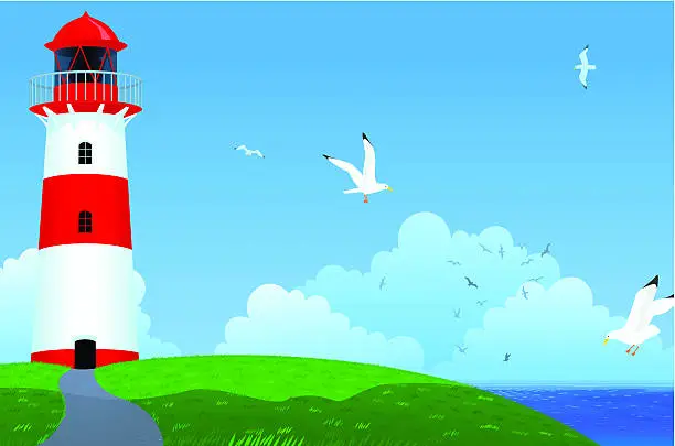 Vector illustration of Lighthouse Hill