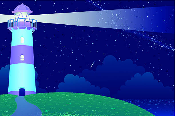 Leuchtturm Hill bei Nacht – Vektorgrafik