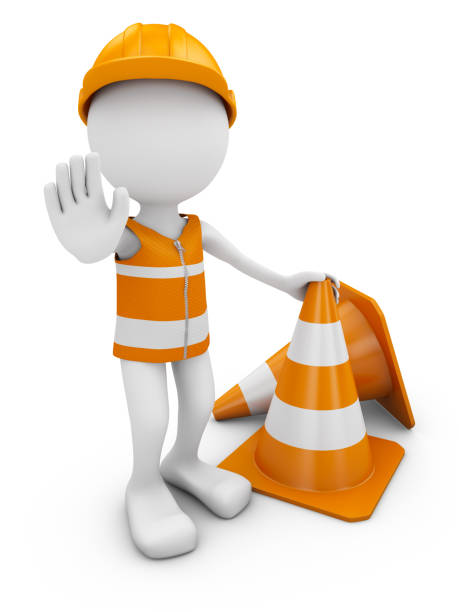 istock Road worker and  sign 975066804