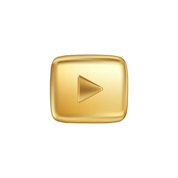 Gold button video player. Vector illustration. Gold button video player. Vector illustration. news feed icon stock illustrations