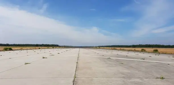 An military airstrip, no longer in use, at a base