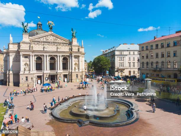 Aerial View Of Old European City Sunny Summer Day Stock Photo - Download Image Now - Lviv, Ukraine, Above