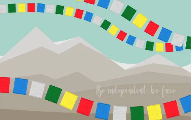 Vector illustration of Card to International Tibet Day. Be independent, be free.