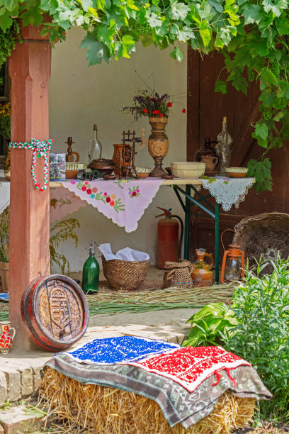 istock Traditional Hungarian objects exhibited on one home porch 975164278