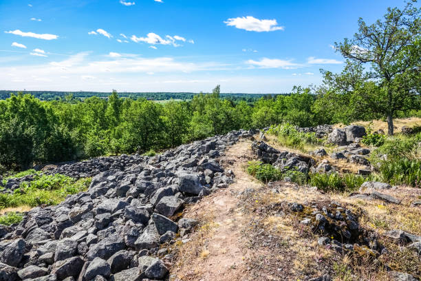 altes schloss / kastell aus der zeit der völkerwanderung - hillfort stock-fotos und bilder