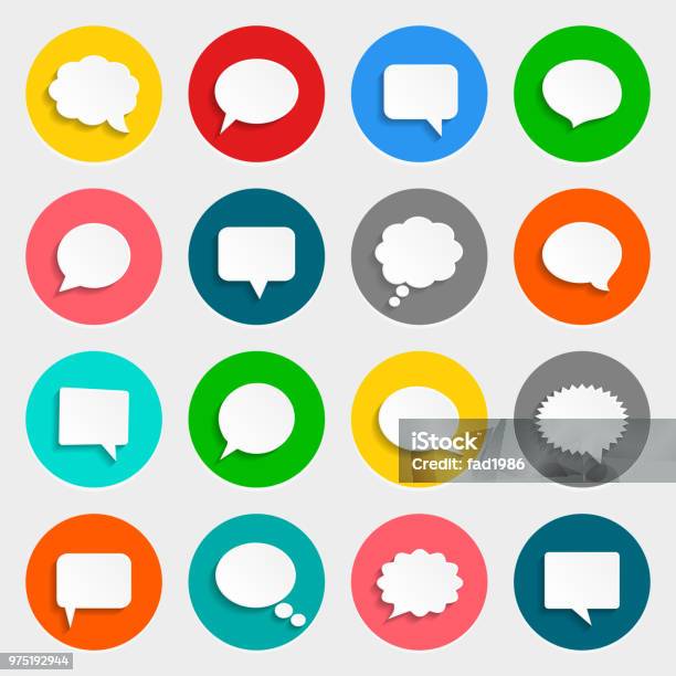 Vector Speech Bubbles Icons In Flat Design With Shadows Stock Illustration - Download Image Now