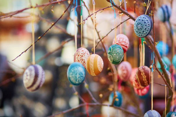 istock Colorful Easter eggs sold on Easter fair in Vilnius 975196024