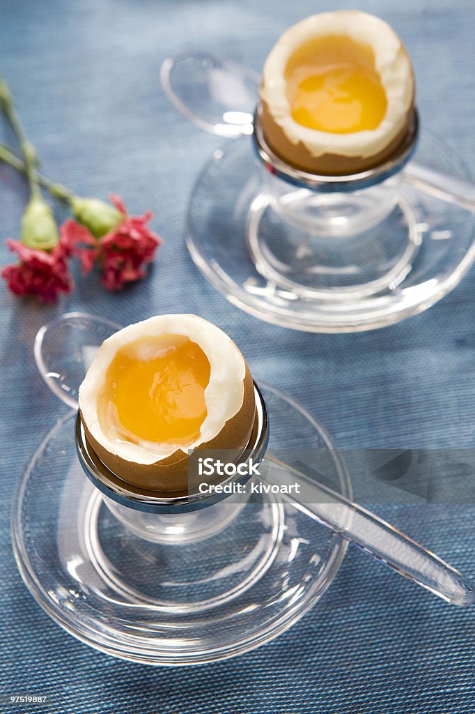 Boiled egg Egg benedict breakfast Blue Stock Photo