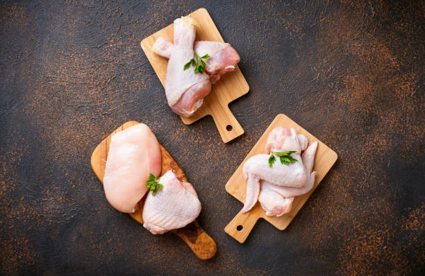 istock Raw chicken meat fillet, thigh, wings and legs 975204830
