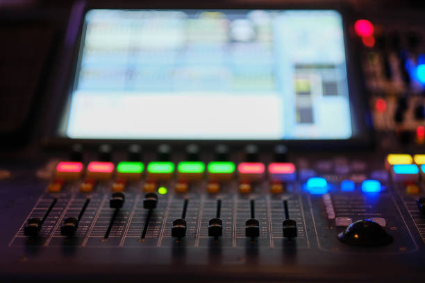 istock Close up sound music mixer control panel 975214602