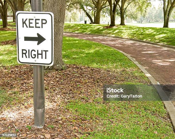 Keep Right Sign Stock Photo - Download Image Now - Brick, Color Image, Directional Sign