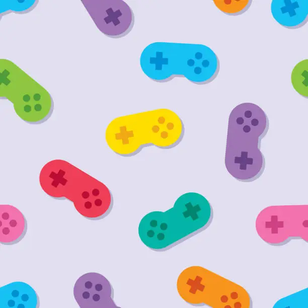 Vector illustration of Retro Video Game Controller Pattern Colorful