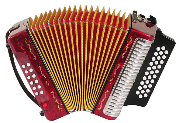 Red accordion. Leisure musical instrument. accordion instrument stock pictures, royalty-free photos & images