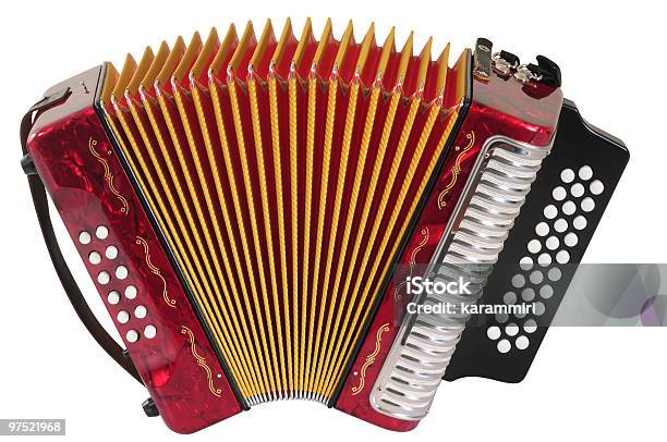 Red Accordion Stock Photo - Download Image Now - Accordion - Instrument, Red, Musical Instrument