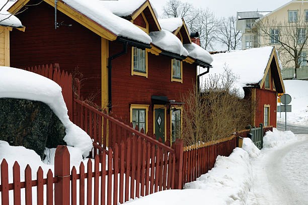 istock Traditional Swedish house in snow 97522092