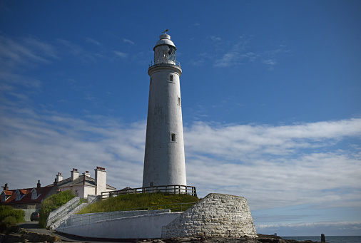 St Mary's Lighthouse on St Mary's Island in Whitley Bay on the Northumberland coast of England