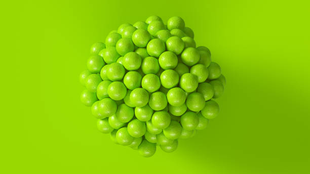 istock Bright Green Footballs Formed into a Sphere 975275442