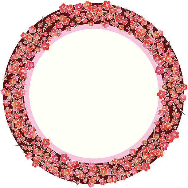 plum blossom frame vector art illustration