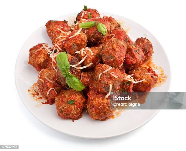 Meatballs In Tomato Sauce On A Plate Stock Photo - Download Image Now - Marinara, Meatball, Beef